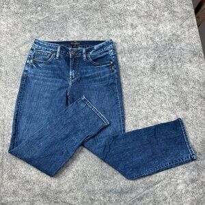 Silver Jeans Womens Size 29 / 8 Suki Capri Crop Distressed Denim Dark Mid Rise